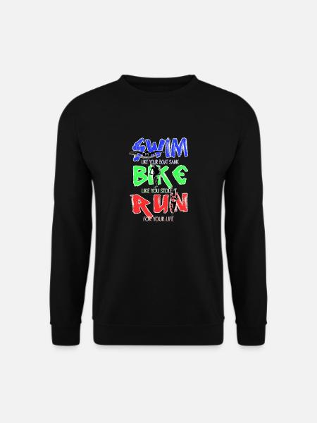 Lustig Triathlon Schwimmen Rennen Radfahren - Unisex Pullover - Schwarz