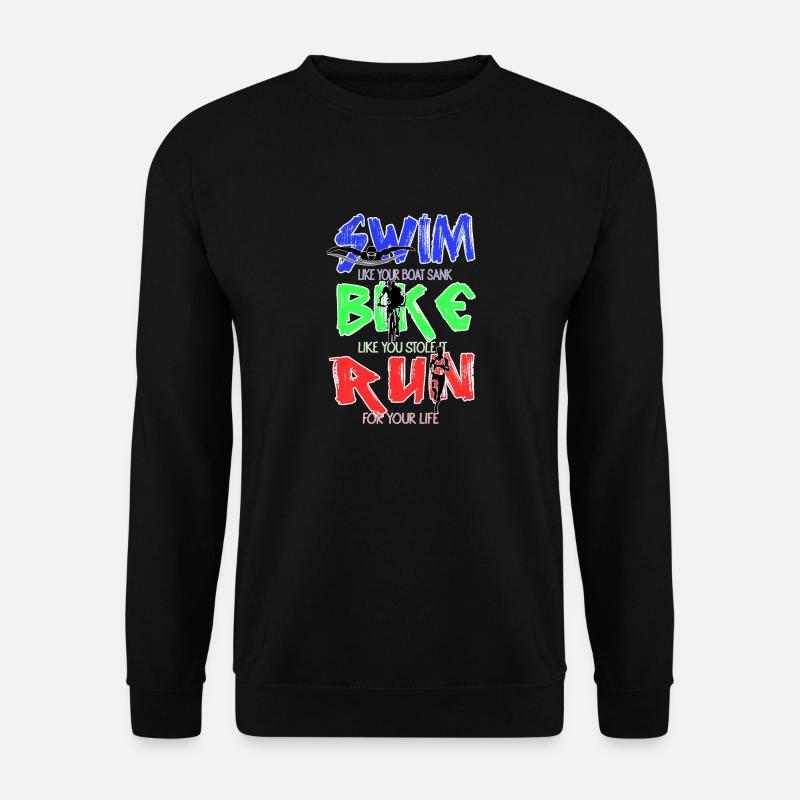 Lustig Triathlon Schwimmen Rennen Radfahren - Unisex Pullover - Schwarz