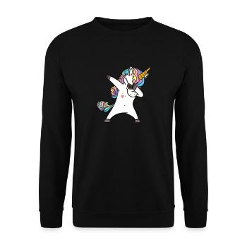 Tamponnage T-shirt Licorne Fille Licorne - Sweat-shirt Unisexe - noir - Devant - Alina (178cm) & Michal (187cm)