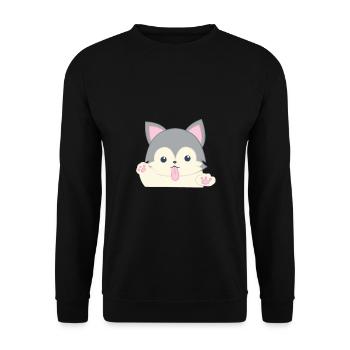Husky - T-shirt Husky - Husky Chien mignon - Sweat-shirt Unisexe - noir - Devant - Alina (178cm) & Michal (187cm)