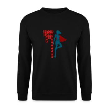 Superheld Frau - Unisex Pullover - Schwarz - Vorne - Alina (178cm) & Michal (187cm)