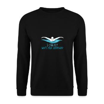 La natation est ma superpuissance - Sweat-shirt Unisexe - noir - Devant - Alina (178cm) & Michal (187cm)