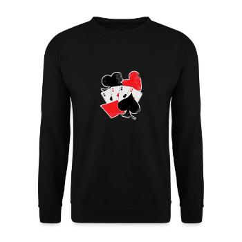Jeu de poker poker carte de jeu argent casino - Sweat-shirt Unisexe - noir - Devant - Alina (178cm) & Michal (187cm)