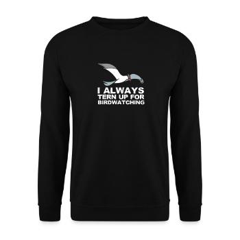 Bird Joke Pun Tern Birding Design - Unisex Pullover - Schwarz - Vorne - Alina (178cm) & Michal (187cm)