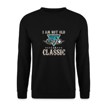 Ich bin nicht alt Motorrad - Unisex Pullover - Schwarz - Vorne - Alina (178cm) & Michal (187cm)