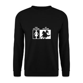 Ma copine est cavalier a cheval - Sweat-shirt Unisexe - noir - Devant - Alina (178cm) & Michal (187cm)