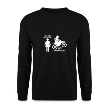 My girlfriend rides motocross motorcycle logo - Unisex Sweatshirt - black - Front - Alina (178cm) & Michal (187cm)