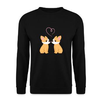 Corgi - T-shirt Corgi - Dog Love - Cœur - Sweat-shirt Unisexe - noir - Devant - Alina (178cm) & Michal (187cm)