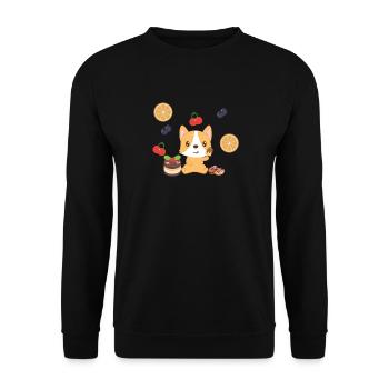 Corgi - Corgi T-Shirt - Puppy - Food - Feast - Unisex Sweatshirt - black - Front - Alina (178cm) & Michal (187cm)