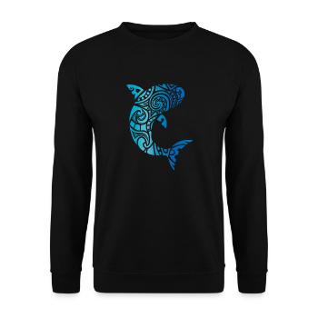Tribal shark Hawaii vacation beach gift tattoo - Unisex Sweatshirt - black - Front - Alina (178cm) & Michal (187cm)