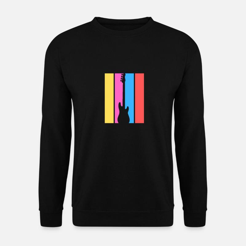 Retro bunte Rockmusik-Gitarre - Unisex Pullover - Schwarz