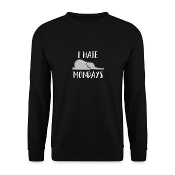 I Hate Montage Office Humor Elephant I Hate Mondays - Unisex Sweatshirt - black - Front - Alina (178cm) & Michal (187cm)