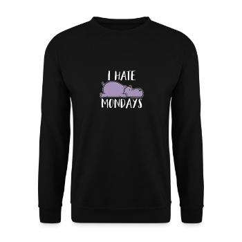 Ich Hasse Montage Büro Nilpferd I Hate Mondays - Unisex Pullover - Schwarz - Vorne - Alina (178cm) & Michal (187cm)