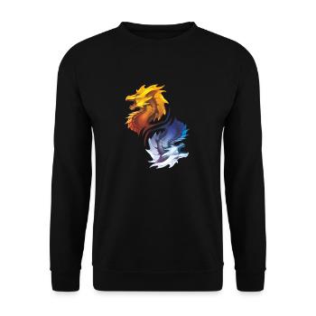 Drache Drachen Fantasy Geschenk Monster Kreatur - Unisex Pullover - Schwarz - Vorne - Alina (178cm) & Michal (187cm)