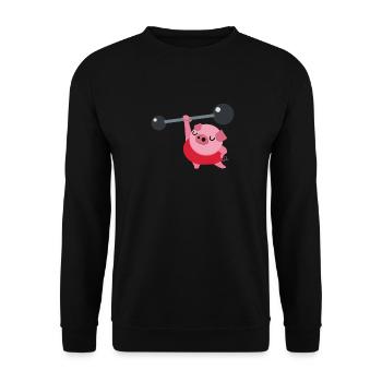 Weightlifting Fitness Pig Ironically - Unisex Sweatshirt - black - Front - Alina (178cm) & Michal (187cm)