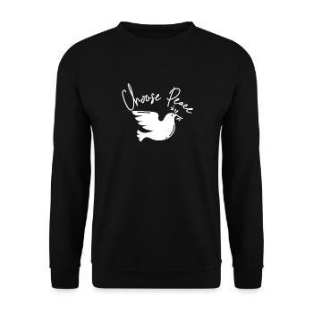 Choose Peace Friedenstaube Friedensbewegung Hippie - Unisex Pullover - Schwarz - Vorne - Alina (178cm) & Michal (187cm)