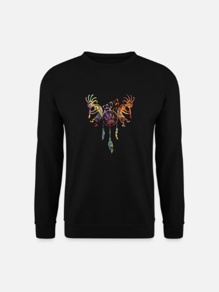 Kokopelli américain amérindien - Dreamcatcher Wolf 1 - Sweat-shirt Unisexe - noir