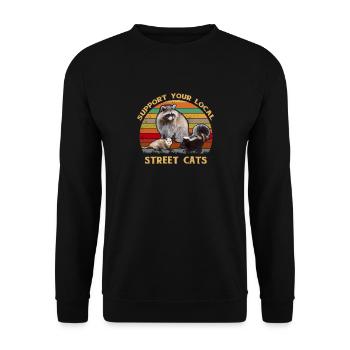 Support Your Local Street Cats T-Shirt - Unisex Pullover - Schwarz - Vorne - Alina (178cm) & Michal (187cm)
