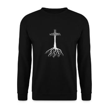 Croix Jésus cadeau de Tshirt de Pâques - Sweat-shirt Unisexe - noir - Devant - Alina (178cm) & Michal (187cm)