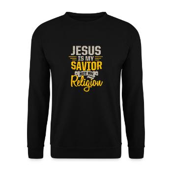 Jésus est mon sauveur T-shirts Paroles chrétiennes - Sweat-shirt Unisexe - noir - Devant - Alina (178cm) & Michal (187cm)