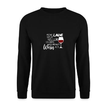 Wein Laune Lustiger Spruch - Unisex Pullover - Schwarz - Vorne - Alina (178cm) & Michal (187cm)