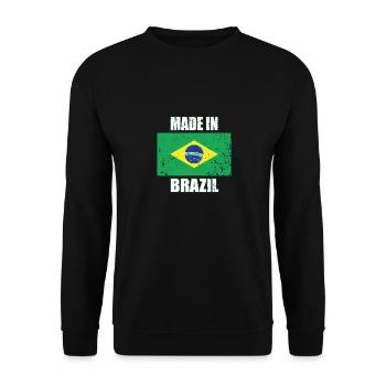 Fabriqué Au Brésil Drapeau Du Brésil Cadeau - Sweat-shirt Unisexe - noir - Devant - Alina (178cm) & Michal (187cm)