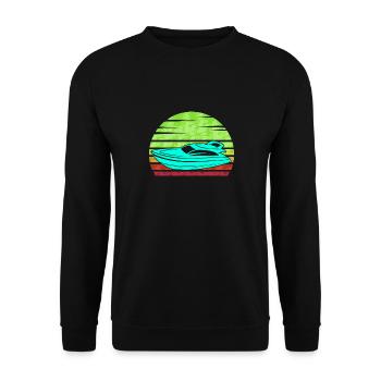 Bateau à moteur rétro - Sweat-shirt Unisexe - noir - Devant - Alina (178cm) & Michal (187cm)
