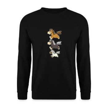 Pony Pferde Pferd Reiterin Reiter Reiten Sattel - Unisex Pullover - Schwarz - Vorne - Alina (178cm) & Michal (187cm)