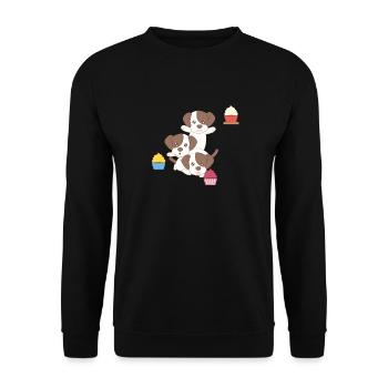 Jack Russel - Terrier - Kuchen - Cupcake - Unisex Pullover - Schwarz - Vorne - Alina (178cm) & Michal (187cm)