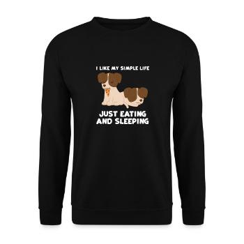 Jack Russel - Essen - Schlafen - Leben - Unisex Pullover - Schwarz - Vorne - Alina (178cm) & Michal (187cm)
