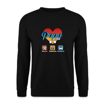 Lustig Papa GmbH Vater Geschenk Idee - Unisex Pullover - Schwarz - Vorne - Alina (178cm) & Michal (187cm)