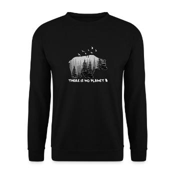 There is No Planet B Shirt Bear Mountains Trees - Unisex Pullover - Schwarz - Vorne - Alina (178cm) & Michal (187cm)