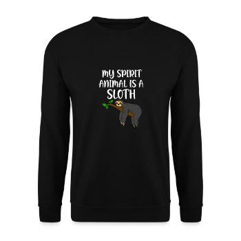 süßes Faultier mit cooler Spruch für Kinder - Unisex Pullover - Schwarz - Vorne - Alina (178cm) & Michal (187cm)
