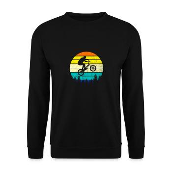 retro Mountainbike für Mountainbiker - Unisex Pullover - Schwarz - Vorne - Alina (178cm) & Michal (187cm)