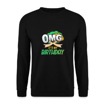 OMG ist mein Geburtstags-Design-Design Halbton - Unisex Pullover - Schwarz - Vorne - Alina (178cm) & Michal (187cm)