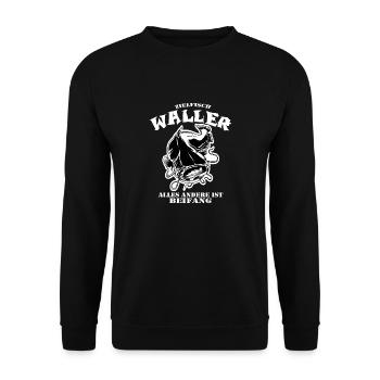 Waller Fisher Welsangler Geschenk Wels Catfish - Unisex Pullover - Schwarz - Vorne - Alina (178cm) & Michal (187cm)