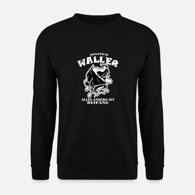 Waller Fisher Welsangler Geschenk Wels Catfish - Unisex Pullover - Schwarz