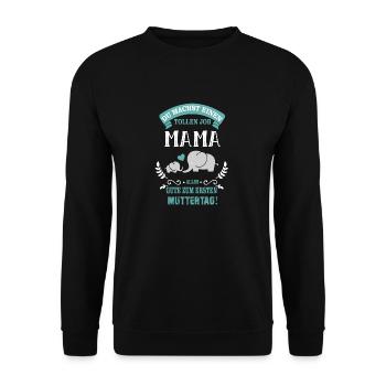Muttertag Elefant - Unisex Pullover - Schwarz - Vorne - Alina (178cm) & Michal (187cm)