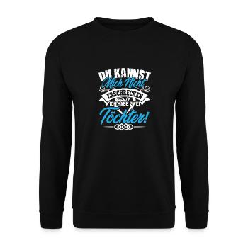 Vater und Tochter Vatertag Du kannst mich nicht - Unisex Pullover - Schwarz - Vorne - Alina (178cm) & Michal (187cm)