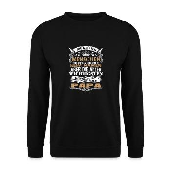 Die meisten Menschen rufen mich beim Namen Papa - Unisex Pullover - Schwarz - Vorne - Alina (178cm) & Michal (187cm)