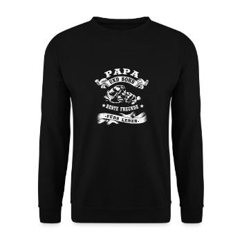 Papa Und Sohn T-Shirt Dad Partnerlook Vatertag - Unisex Pullover - Schwarz - Vorne - Alina (178cm) & Michal (187cm)