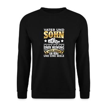 Vater Und Sohn T-Shirt Dad Partnerlook Vatertag - Unisex Pullover - Schwarz - Vorne - Alina (178cm) & Michal (187cm)