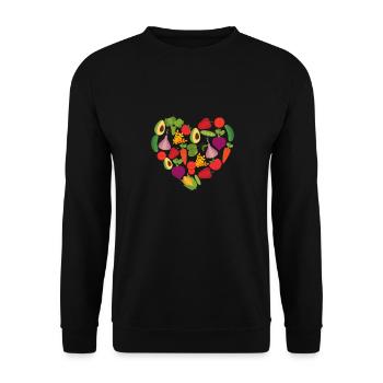 fruits, vegetables, heart, love, vegan - Unisex Sweatshirt - black - Front - Alina (178cm) & Michal (187cm)