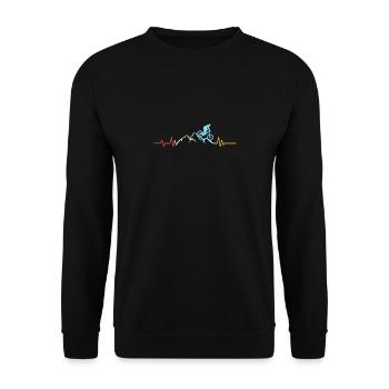 Cadeau de vélo de montagne VTT Vintage Heartbeat Biker - Sweat-shirt Unisexe - noir - Devant - Alina (178cm) & Michal (187cm)