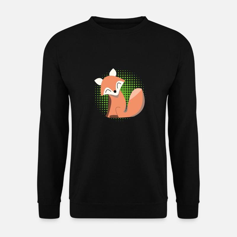 Gluecklicher Fuchs mit gruenen Halftone Geschenk - Unisex Pullover - Schwarz