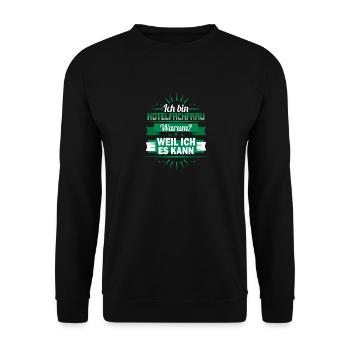 Ich bin Hotelfachfrau. Warum? Weil ich es kann - Unisex Pullover - Schwarz - Vorne - Alina (178cm) & Michal (187cm)