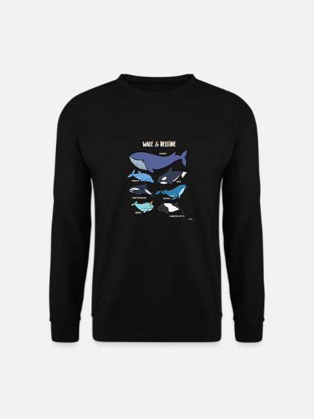 Wal Arten Delfine Orca Narwal - Unisex Pullover - Schwarz