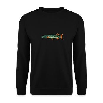 Fishing angler pike fish - Unisex Sweatshirt - black - Front - Alina (178cm) & Michal (187cm)