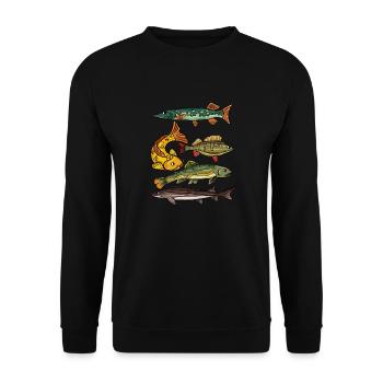 Fishing angler pike trout carp - Unisex Sweatshirt - black - Front - Alina (178cm) & Michal (187cm)