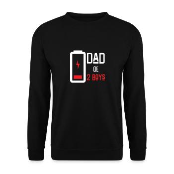 Dad of 2 Boys Low Battery Shirt Gift from Son Fath - Unisex Sweatshirt - black - Front - Alina (178cm) & Michal (187cm)